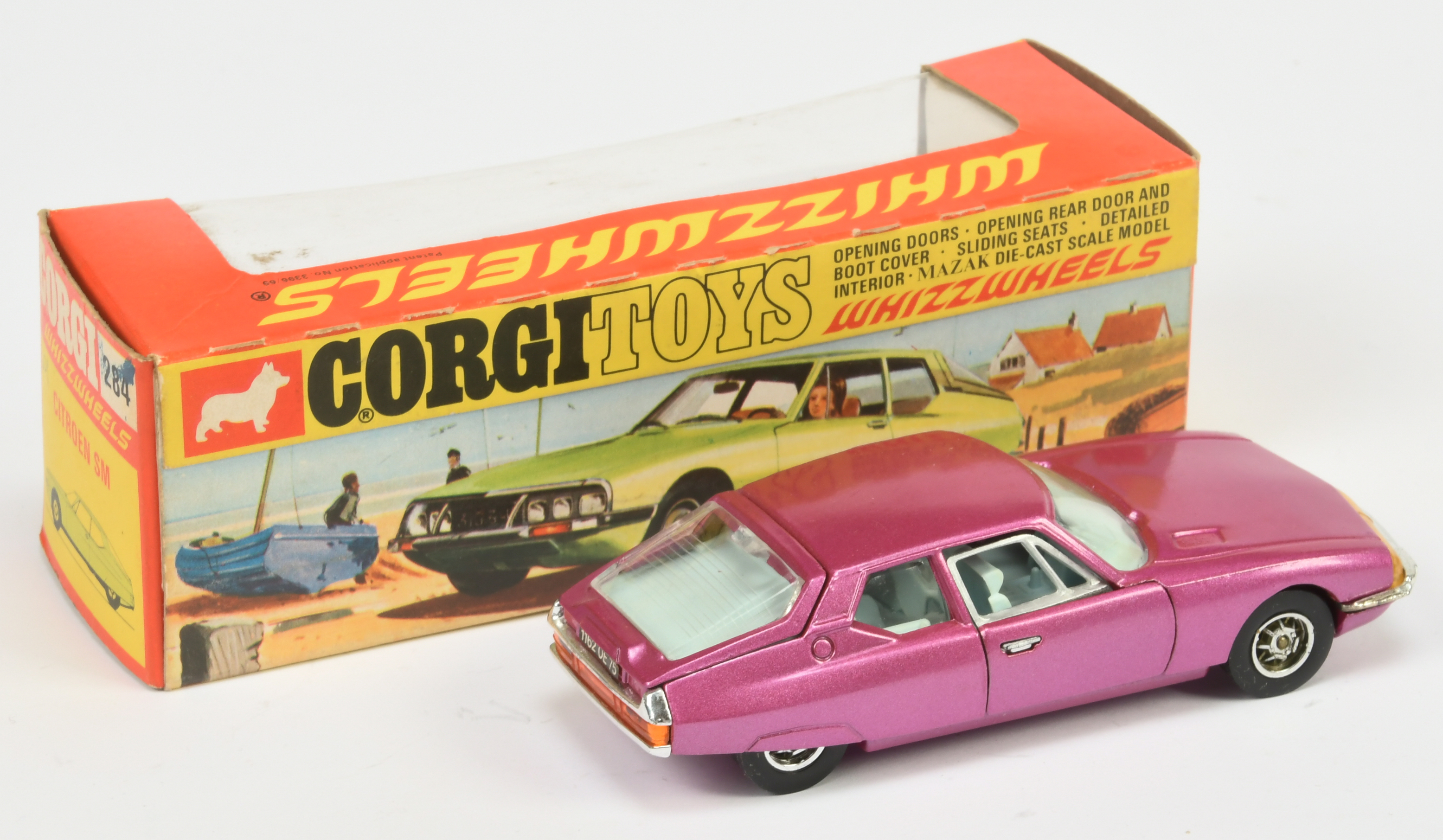 Corgi Toys Whizzwheels 284 Citroen SM - Metallic pink body, pale blue interior, chrome trim, spok... - Image 2 of 2