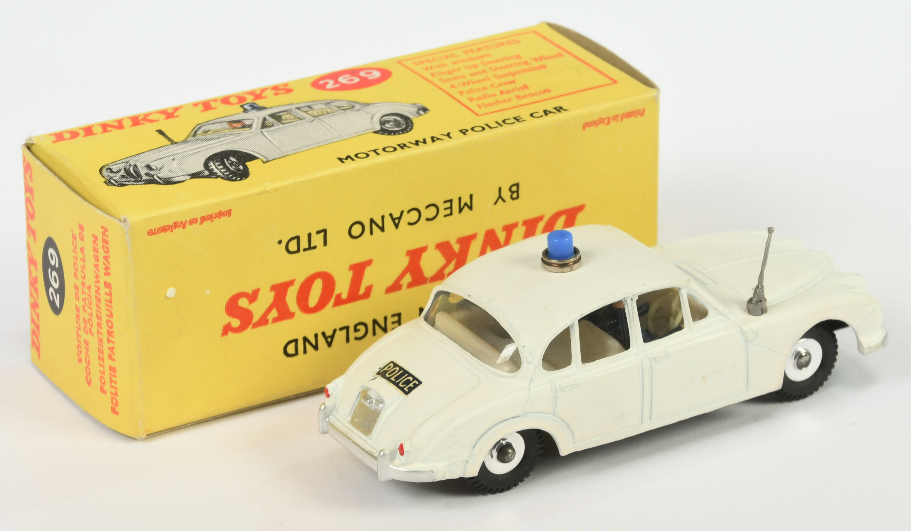 Dinky Toys 269 Jaguar 3.4 Litre "police" Motorway Patrol Car - White body, off white interior wit... - Image 2 of 2