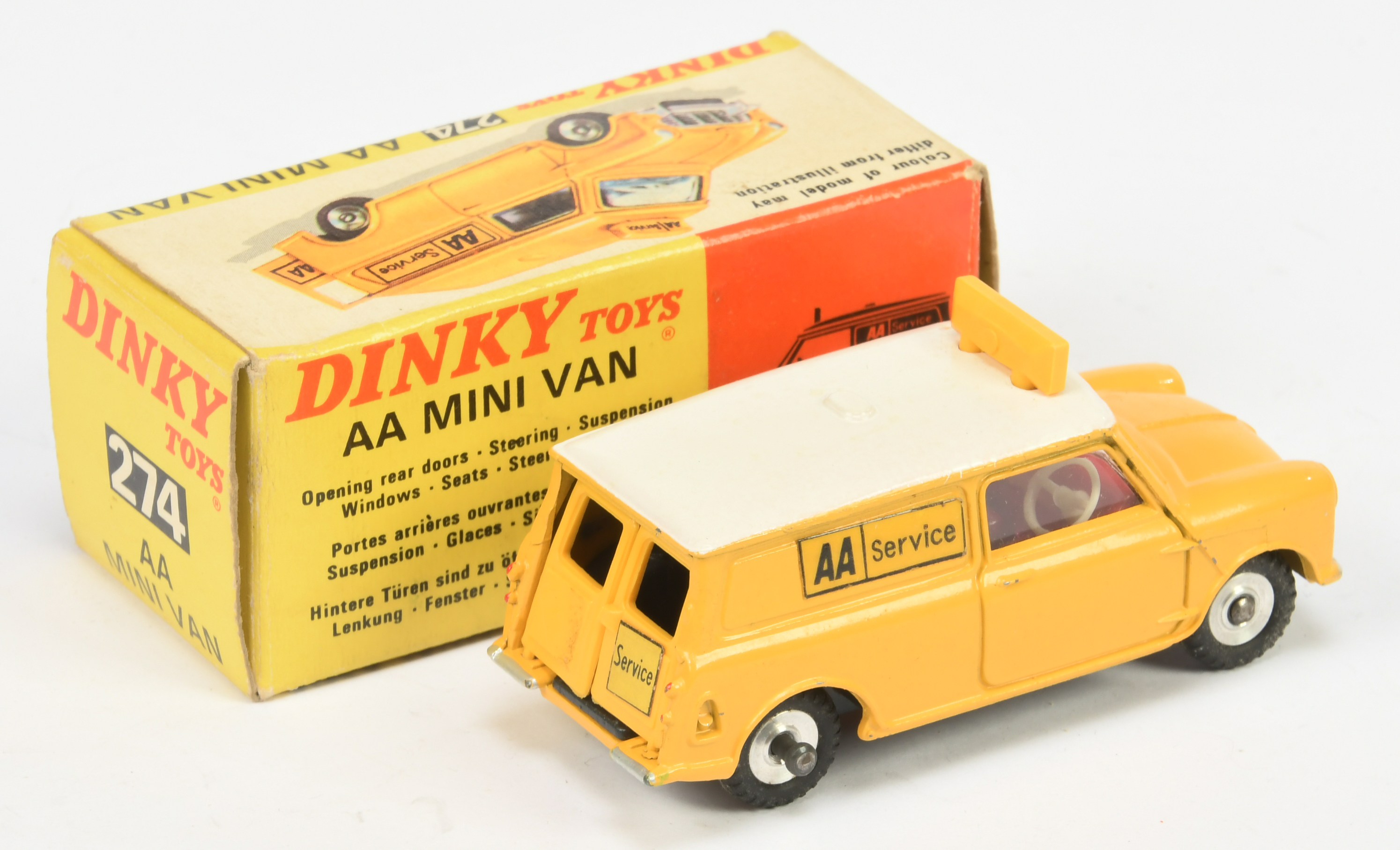 Dinky Toys 274 "AA Road Service" Mini Van - Yellow body and roof sign, white roof, red interior, ... - Image 2 of 2