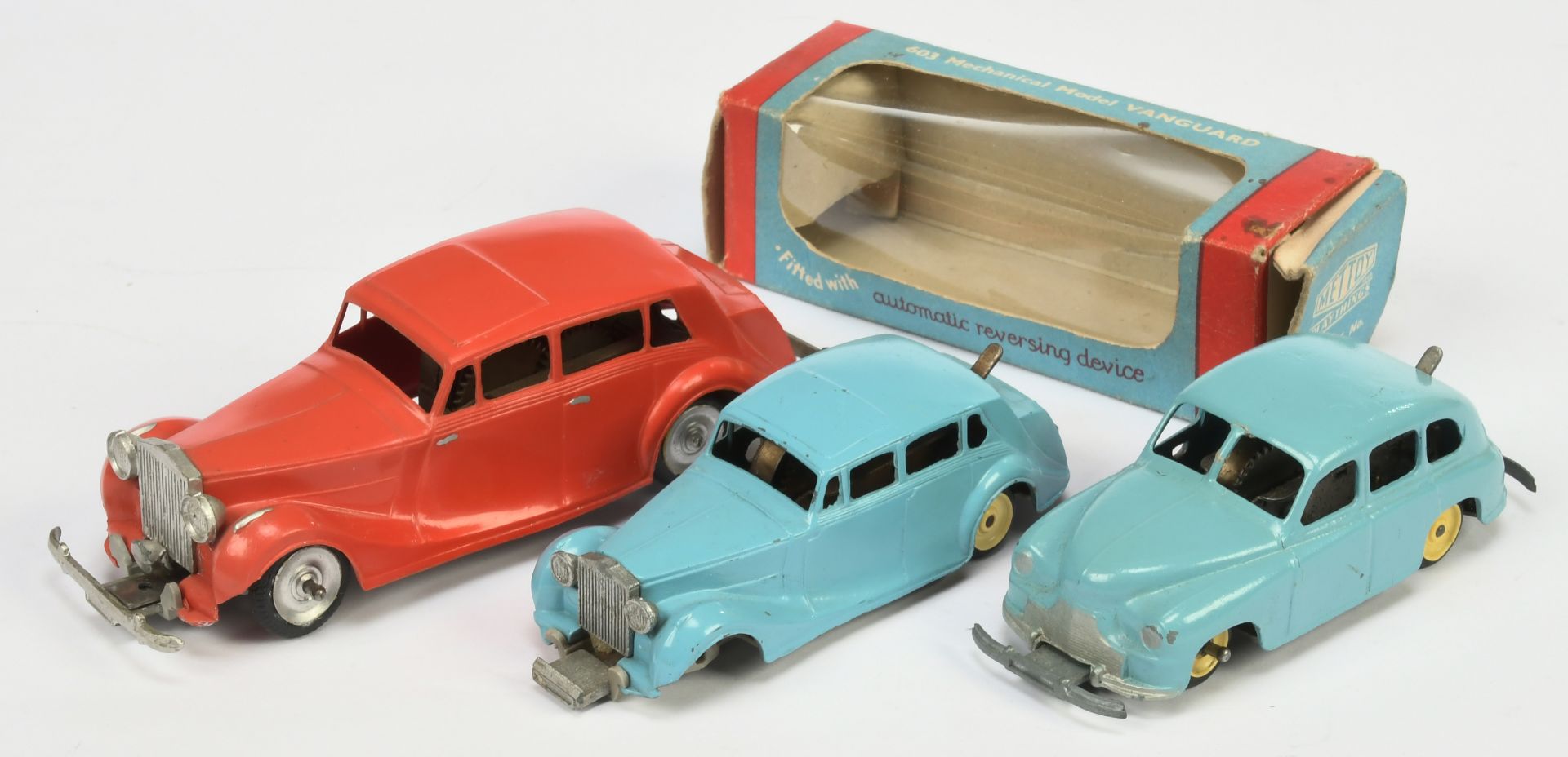 Mettoy Group Of  Clockwork Early Pre- Corgi Toys  - (1) 603 Saloon - Light blue, yellow hubs - Go...
