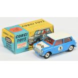 Corgi Toys 227 Morris Mini Cooper "Competition Model" - Blue body, white roof and bonnet, red int...