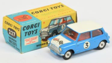 Corgi Toys 227 Morris Mini Cooper "Competition Model" - Blue body, white roof and bonnet, red int...