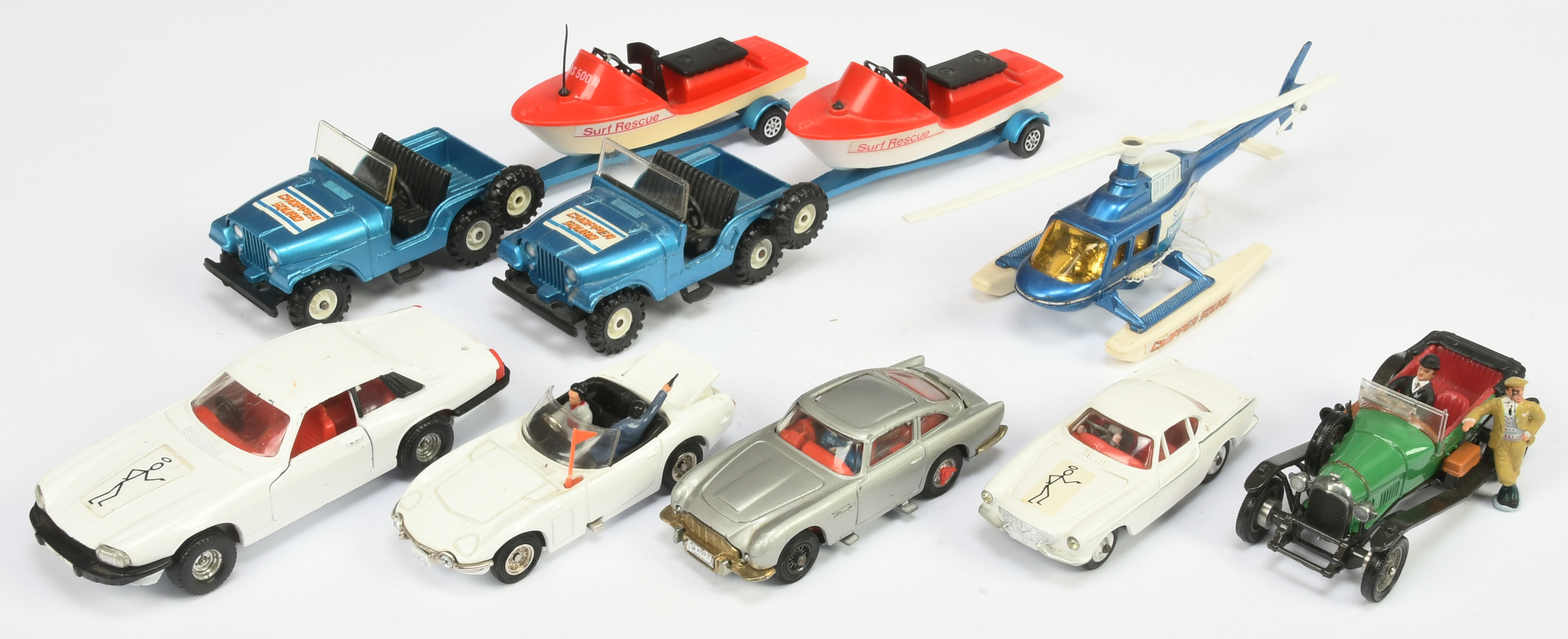 Corgi Toys Unboxed Group Of 8 To Include "The Saint" Volvo P1800, "James Bond" Aston Martin, "Cho...