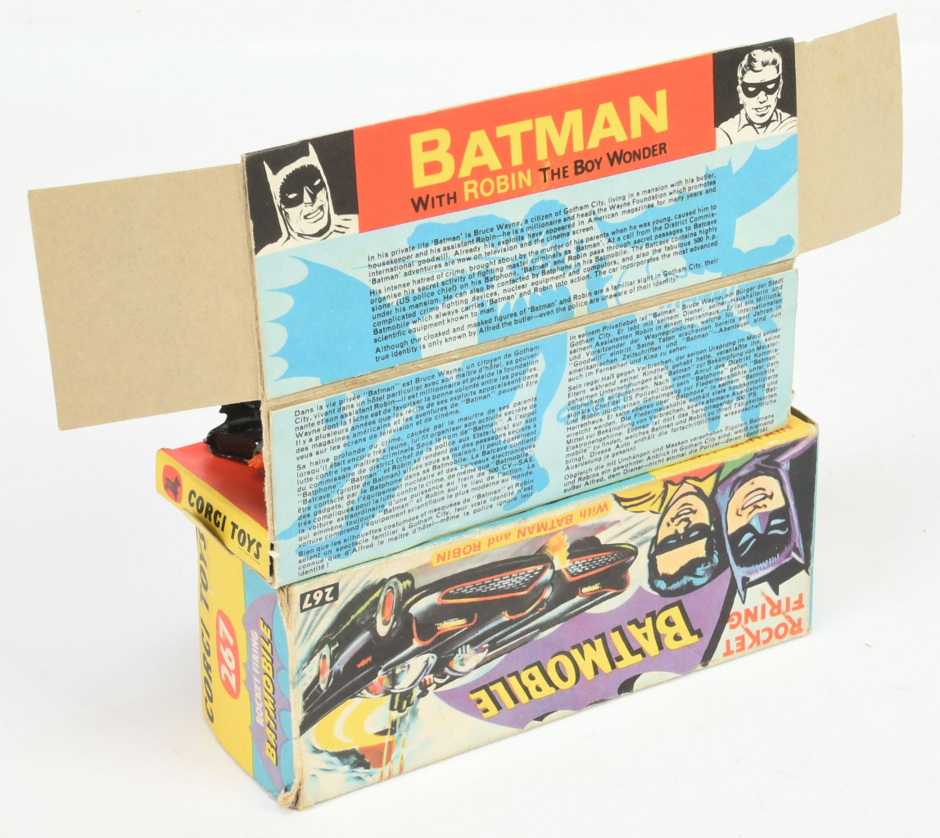 Corgi Toys 267 "Batman" Batmobile - Black body, red bat hubs, blue windows with "Batman & robin" ... - Image 2 of 2