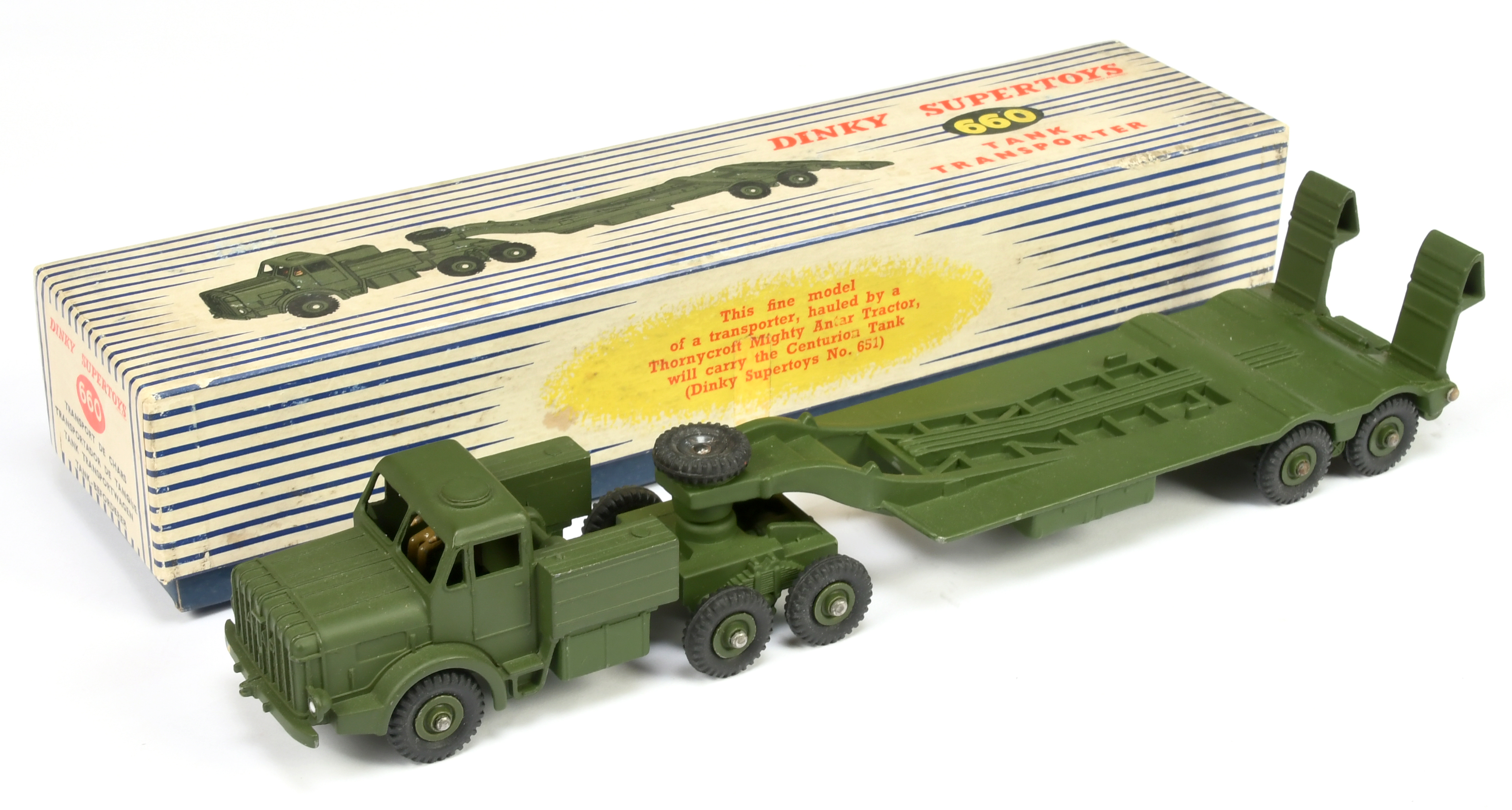 Dinky Toys Military 660 Mighty Antar Tank Transporter - Green including supertoy hubs, without wi...