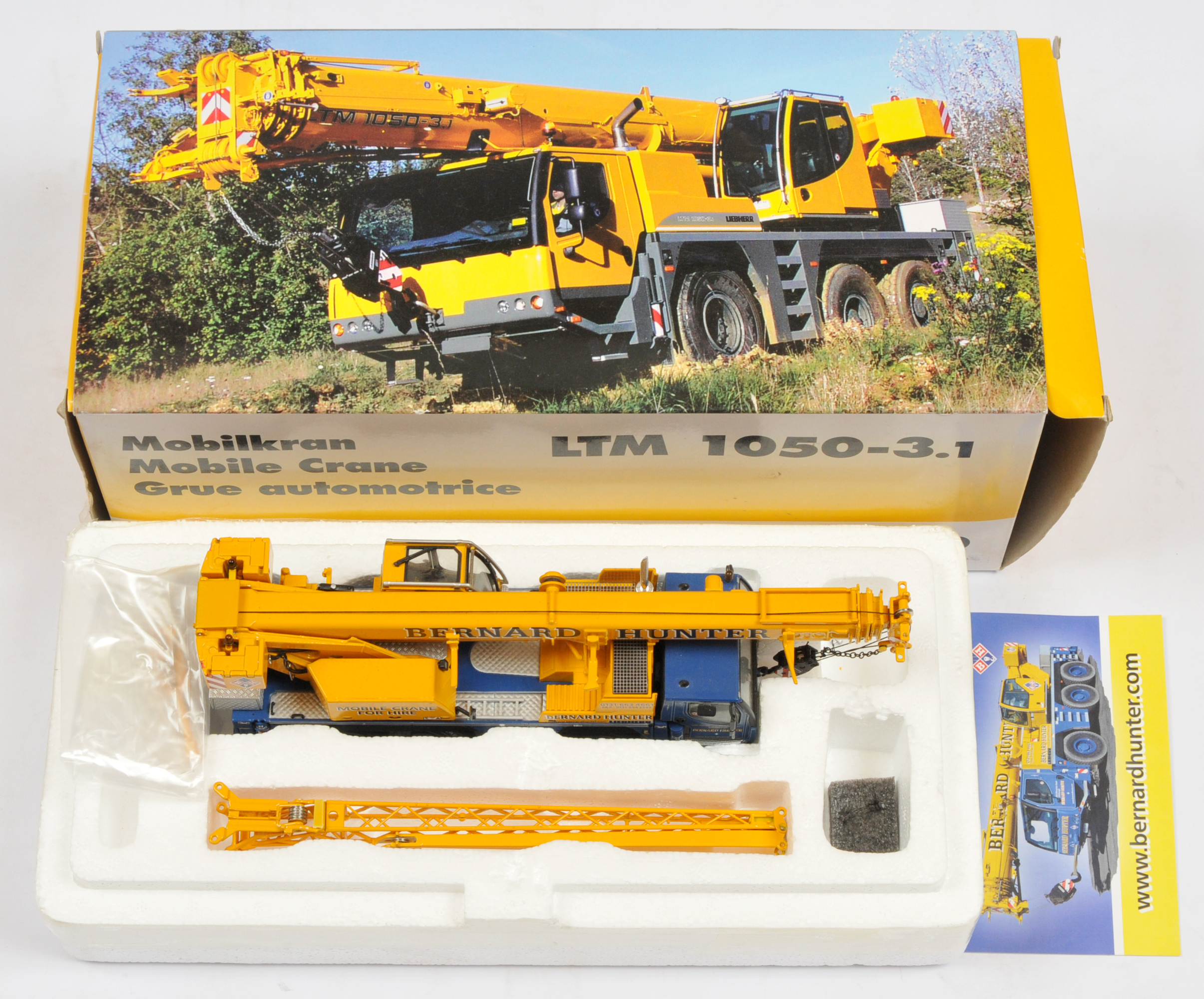 WSI Models  (1/50th) 02-1420  Liebherr LTM 1050-3.1 "Bernard Hunter"  Mobile Crane  -Yellow and b...