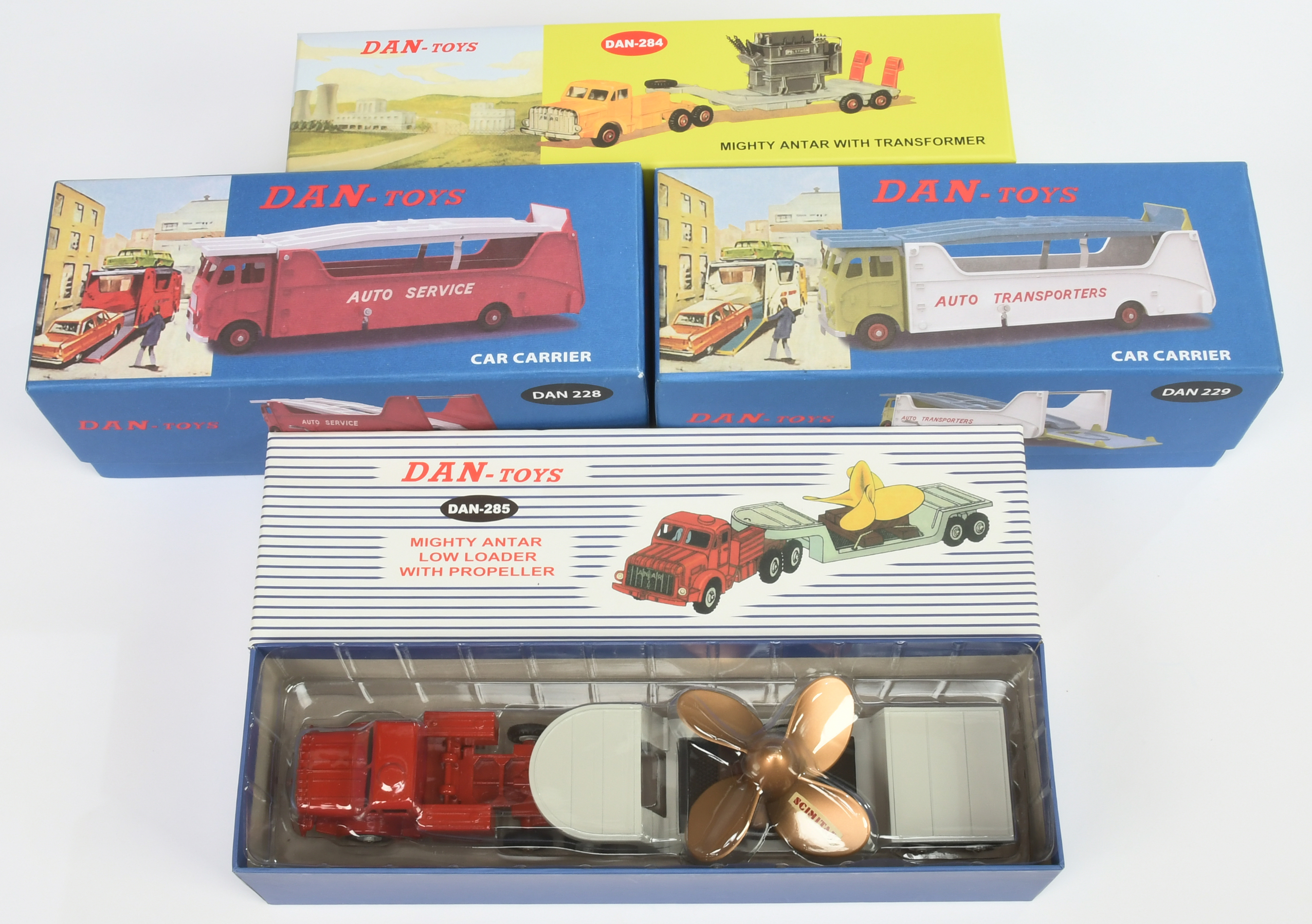 Dinky Toys (Dan-Toys)) Group Of  4  To Include - (1) Dan-228 Car Carrier "Auto service", (2) Dan-...