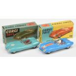 Corgi Toys 151 Lotus Mark Eleven Le Mans Racing Car A Pair - (1) Drab Pale blue - Red seats, silv...