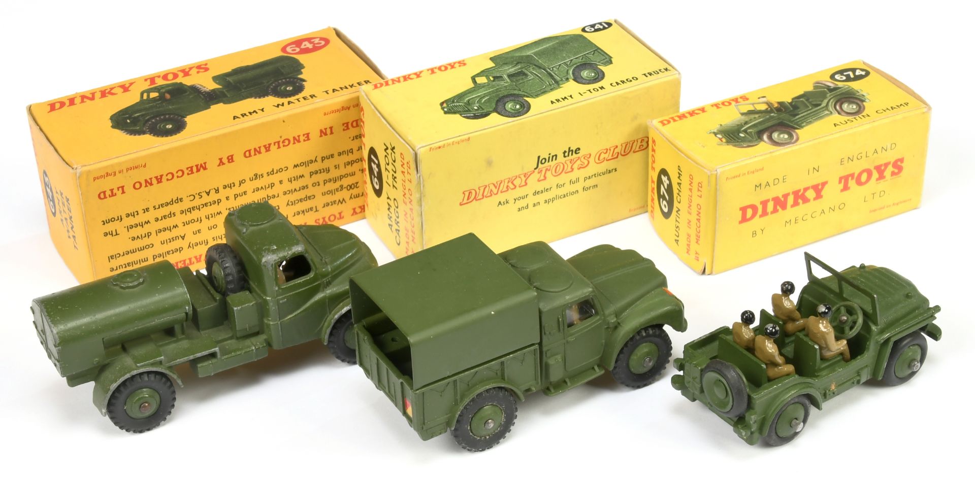 Dinky Toys Military Group Of 3 - (1) 641 Cargo 1-Ton Truck with windows, (2) 643 Austin water tan... - Image 2 of 2