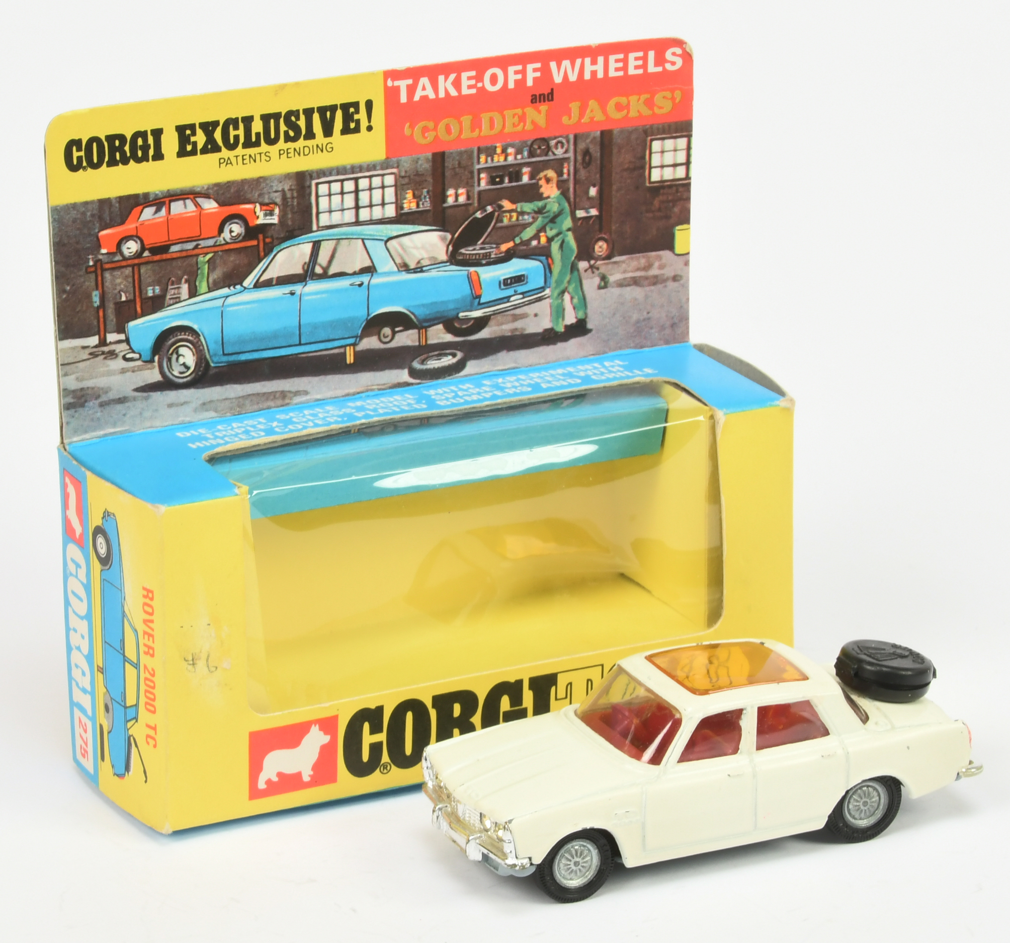 Corgi Toys  275 Rover 2000 TC - Off White body, amber roof panel, red interior, chrome trim and "...