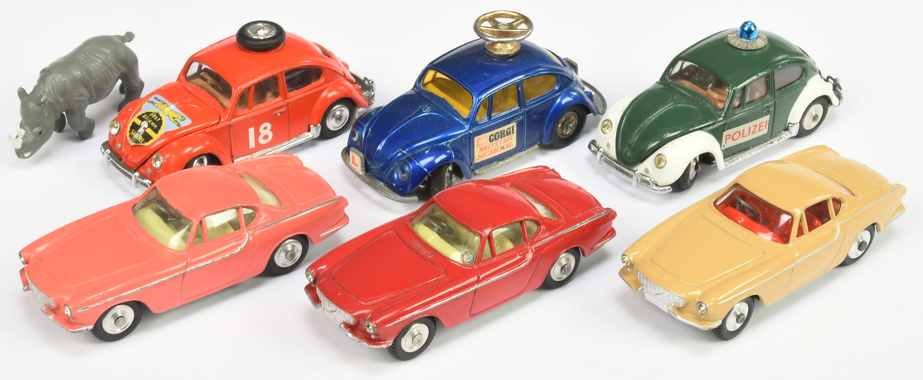 Corgi Toys Unboxed Group To Include - 3 X Volvo P1800 Saloon - Red, salmon Pink and Beige, 3 X Vo...