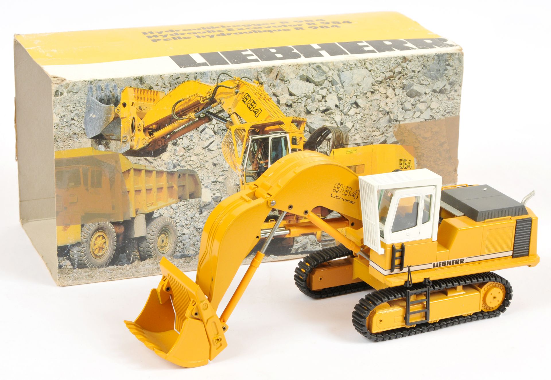 Conrad Models (1/50th) 2827/8 Liebherr R 984  hydraulic Excavator  - Mustard-yellow, white and gr...