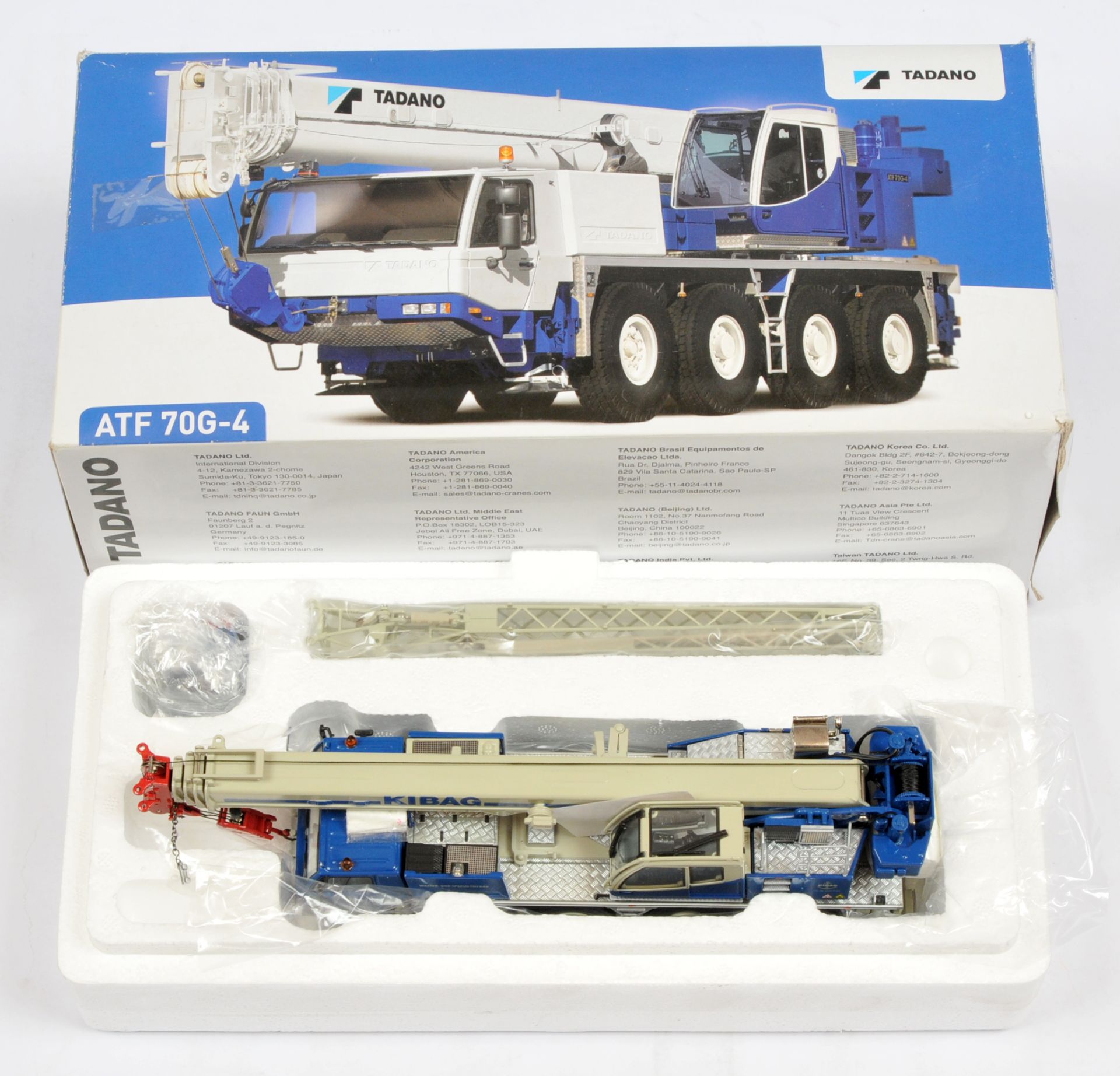 WSI Models (1/50th) 01-1436 Tadano ATF 70G-4 "Kibag" Mobile Crane - Light grey and blue - Mint in...