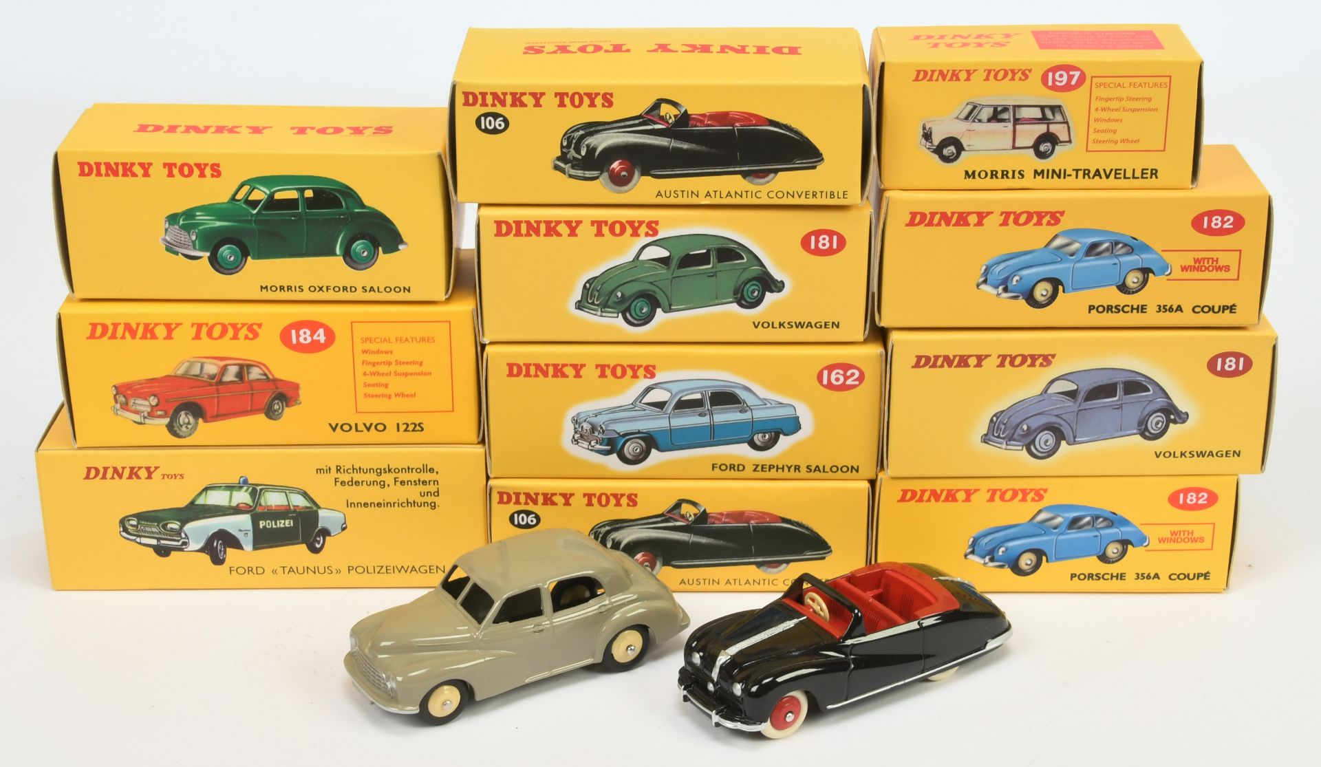 Dinky Toys (Atlas Editions) Group Of 11 To Include - 106 Austin Atlantic, 162 Ford Zephyr Saloon,...