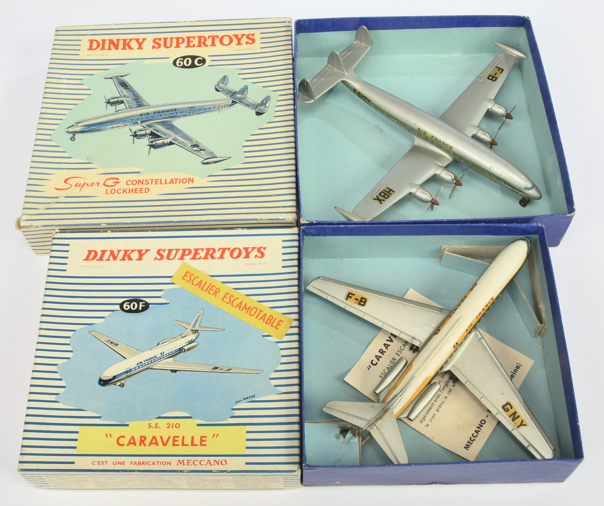 French Dinky Toys A Pair Of Aircraft - (1) 60C (892) Super G Constellation "Air France" - Silver ...