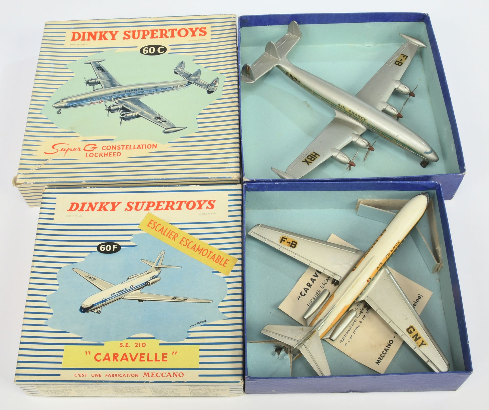 French Dinky Toys A Pair Of Aircraft - (1) 60C (892) Super G Constellation "Air France" - Silver ...