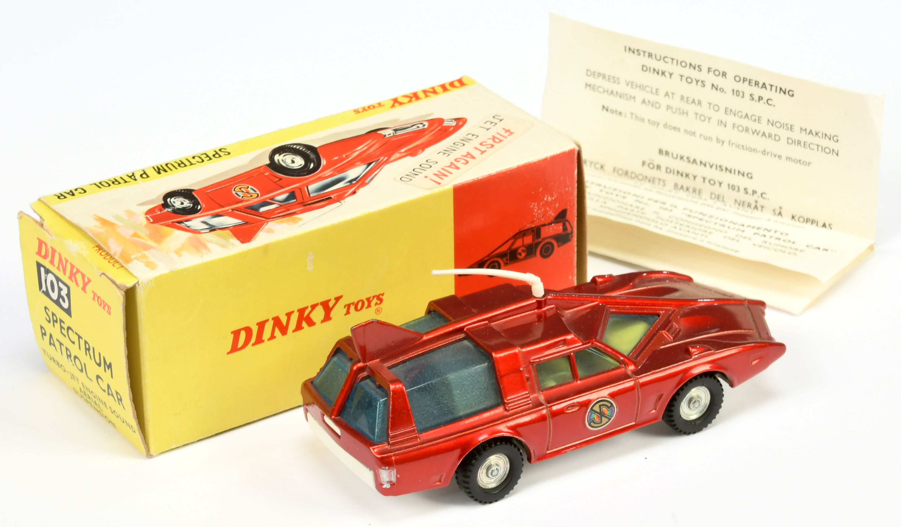 Dinky Toys 103 "Captain Scarlet"  Spectrum Patrol Car - Metallic red with yellow interior, blue w... - Image 2 of 2