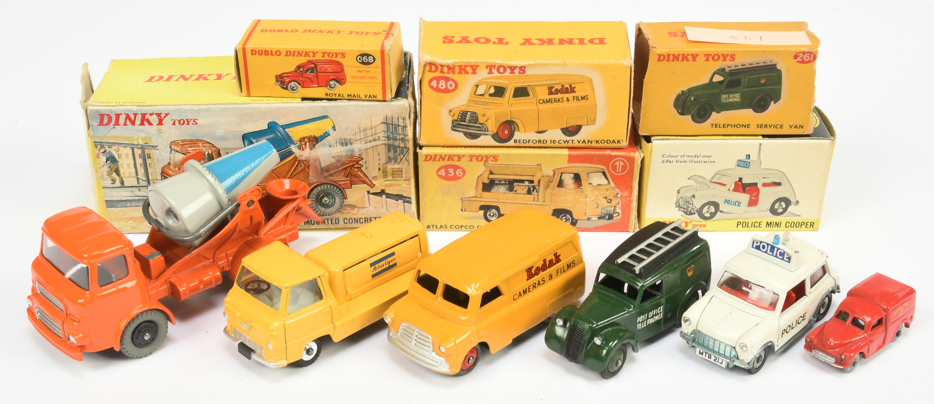Dinky Toys Group to Include 480 Bedford Van "Kodak", 250 "Police" Mini, 960 Albion Chieftain Ceme...