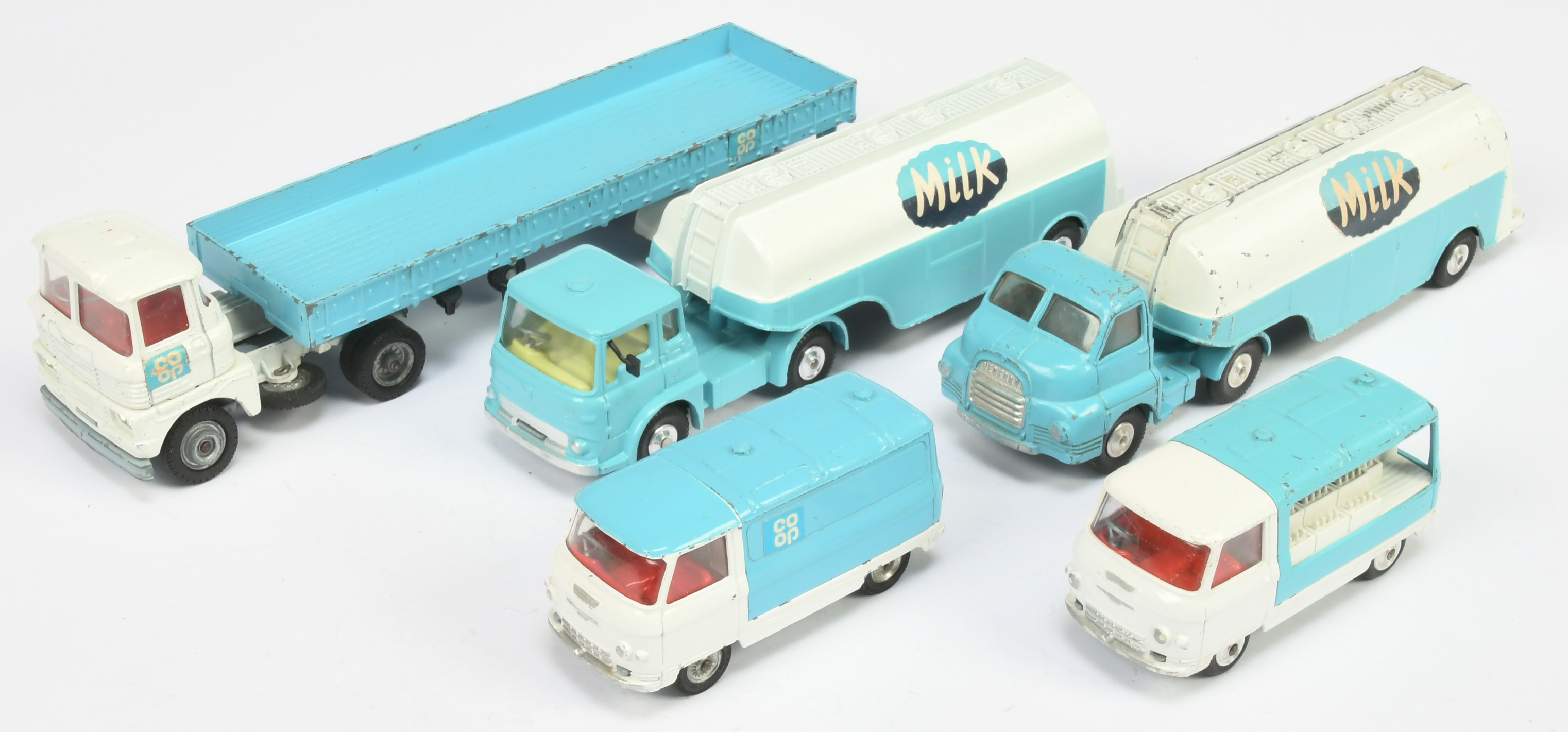 Corgi Toys Unboxed Group To Include  Bedford TK "Milk" Tanker - Light blue and white, Bedford Typ...