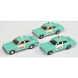 Dinky Toys 270  Ford Escort Mark 1 "Police" Car Unboxed Group Of 3 - (1) Turquoise body, white do...