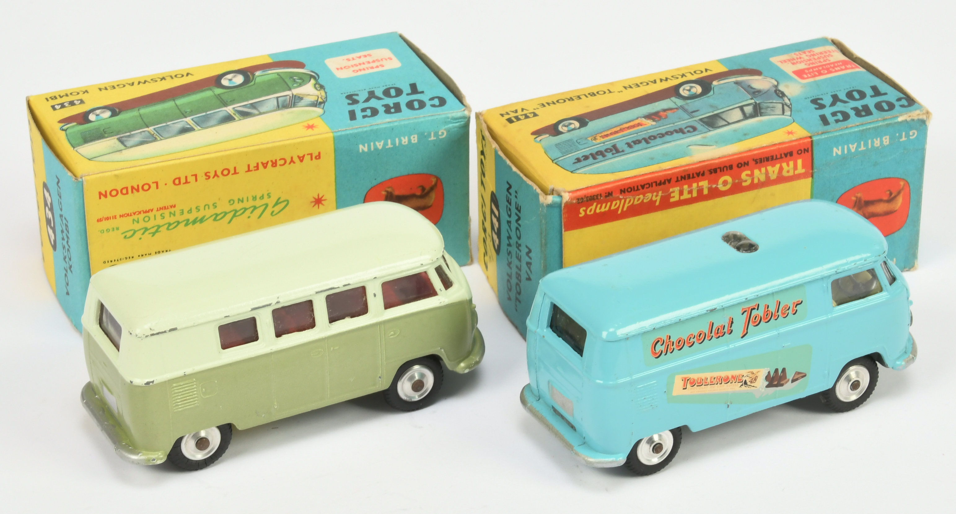 Corgi Toys 434 Volkswagen Kombi - Two_tone green, red interior, silver trim and spun hubs plus (2... - Image 2 of 2