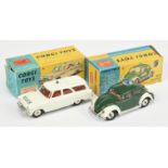 Corgi Toys 419 Ford Zephyr Estate "Police" Car - White body, red interior, silver trim, flat spun...