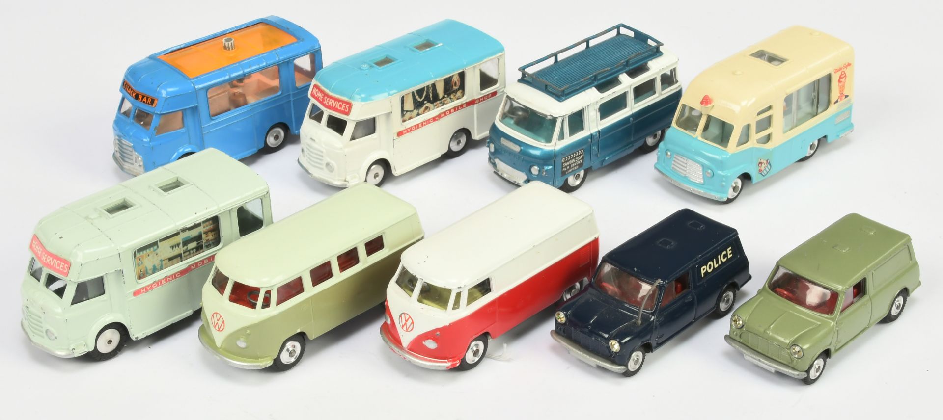Corgi Toys  Unboxed Group To Include - Volkswagen Kombi Van, Commer Film service Van, Smiths Karr...