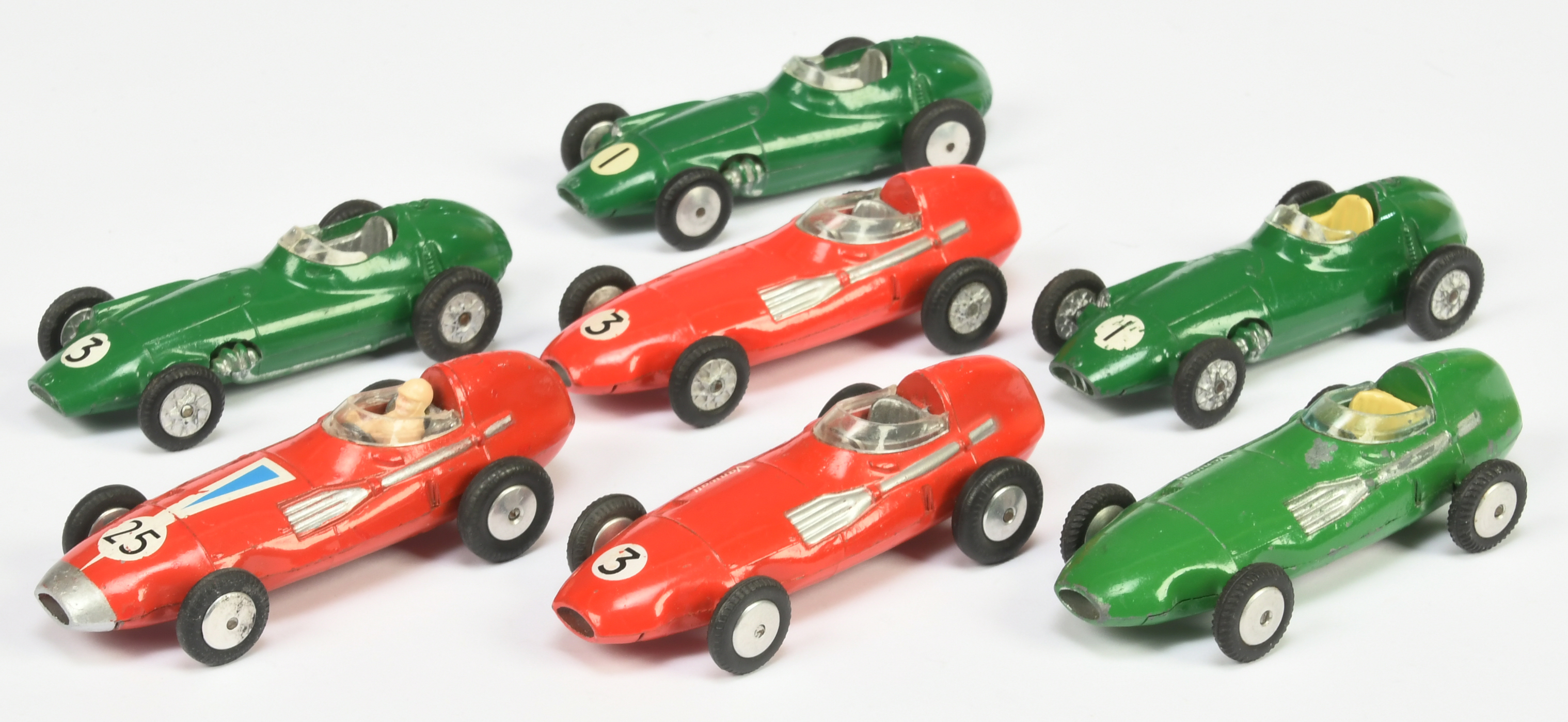 Corgi Toys Unboxed Group Of BRM/Vanwall Racing Cars To Include - Vanwall - Red body and racing No...