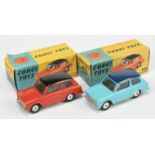 Corgi Toys Austin A40 Saloon A Pair - (1) 216 Light blue with dark blue roof, silver trim and fla...