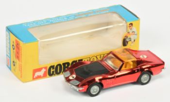 Corgi Toys 300 Chevrolet Corvette Stingray - Metallic red body, black bonnet, amber roof panel "G...