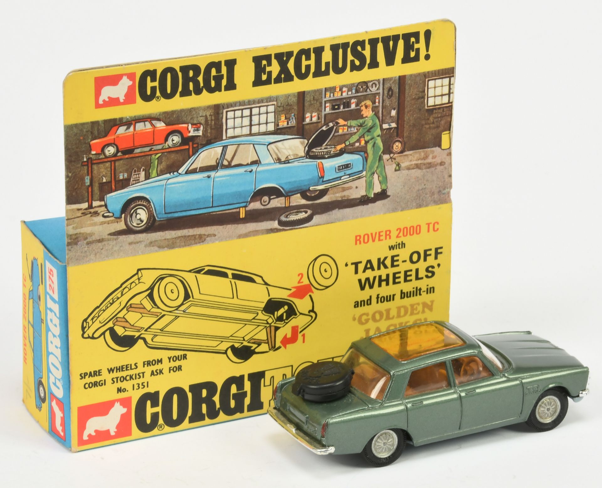 Corgi Toys  275 Rover 2000 TC - Green body, amber roof panel, brown interior, chrome trim and "Go... - Bild 2 aus 2