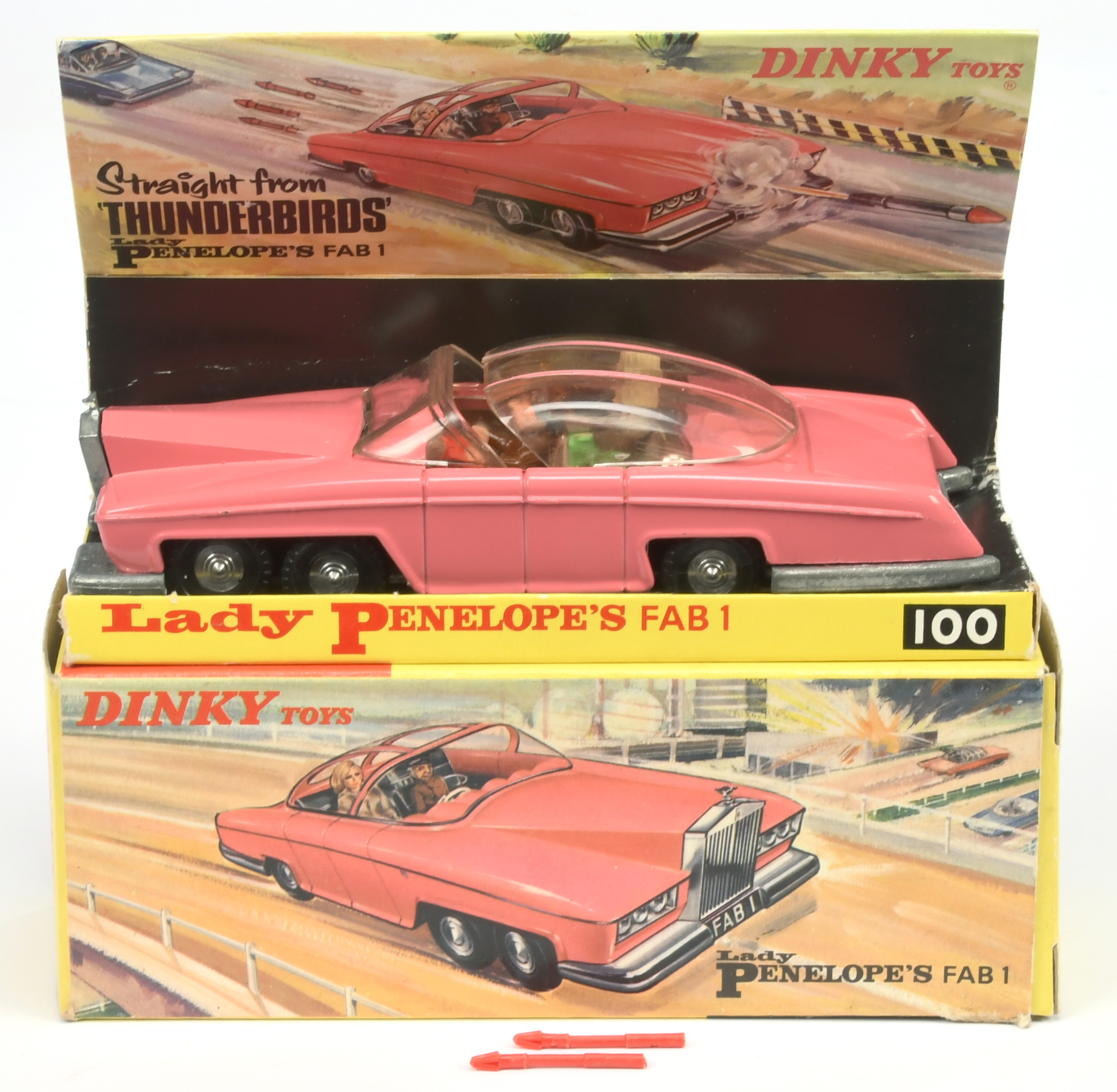 Dinky Toys 100 "Thunderbirds" - Lady Penelope FAB 1 Rolls Royce - Pink including roof slides, gol...