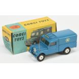 Corgi Toys 416 Land Rover "RAC Radio Rescue" - Blue body, roof box and metal tilt, silver trim, f...