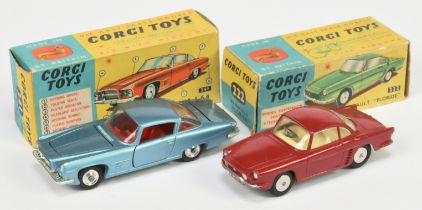 Corgi Toys 222 Renault Floride - Dark red body, off white interior, silver trim, flat spun hubs a...