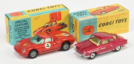 Corgi Toys 314 Ferrari Berlinetta 250 Le Mans - Red body, blue windows, wire wheels, racing No.4 ...