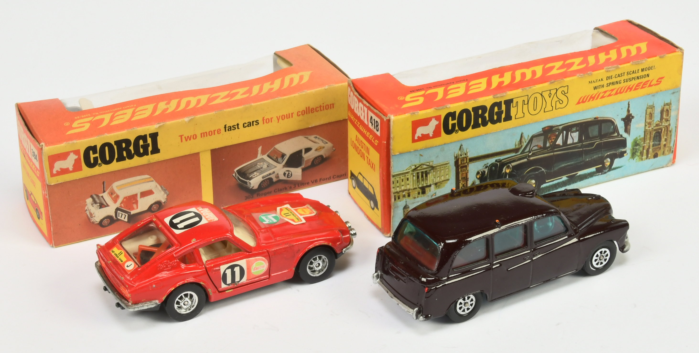 Corgi Toys Whizzwheels A Pair - (1) 394 Datsun 240Z "East African Safari" - Red body, off white i... - Image 2 of 2