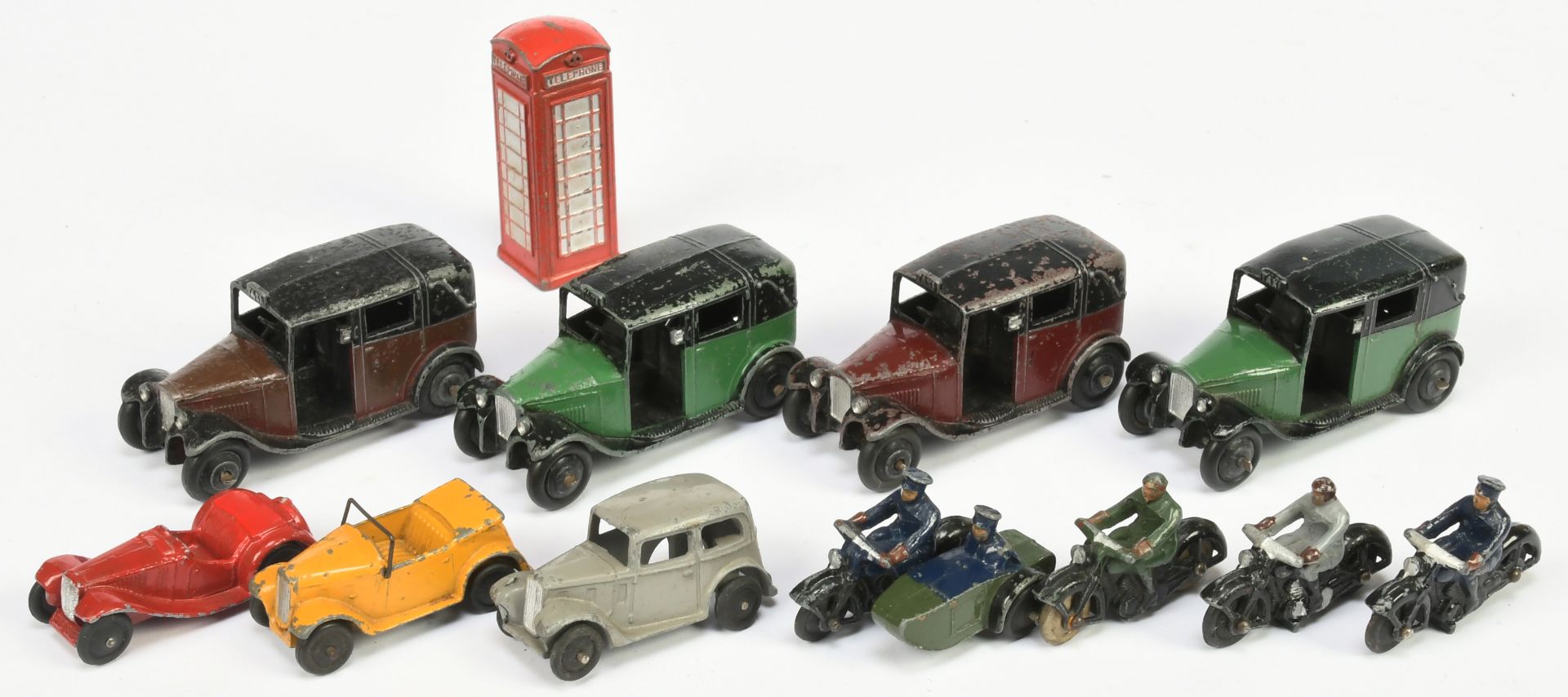 Dinky Toys Unboxed Group To Include - 36 Series Austin "Taxi", 35 Series - Open Tourer, 37 series...