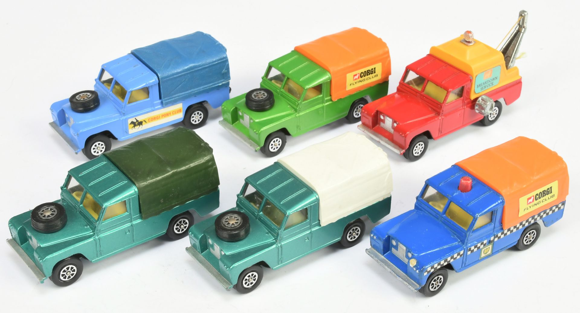 Corgi Toys Unboxed Whizzwheels Group Of land Rovers  To Include -Metallic green, lemon interior, ...