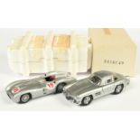 Franklin Mint (1/24th) Scale A Pair - (1) Mercedes 300SL - silver, chrome trim and (2) Mercedes W...