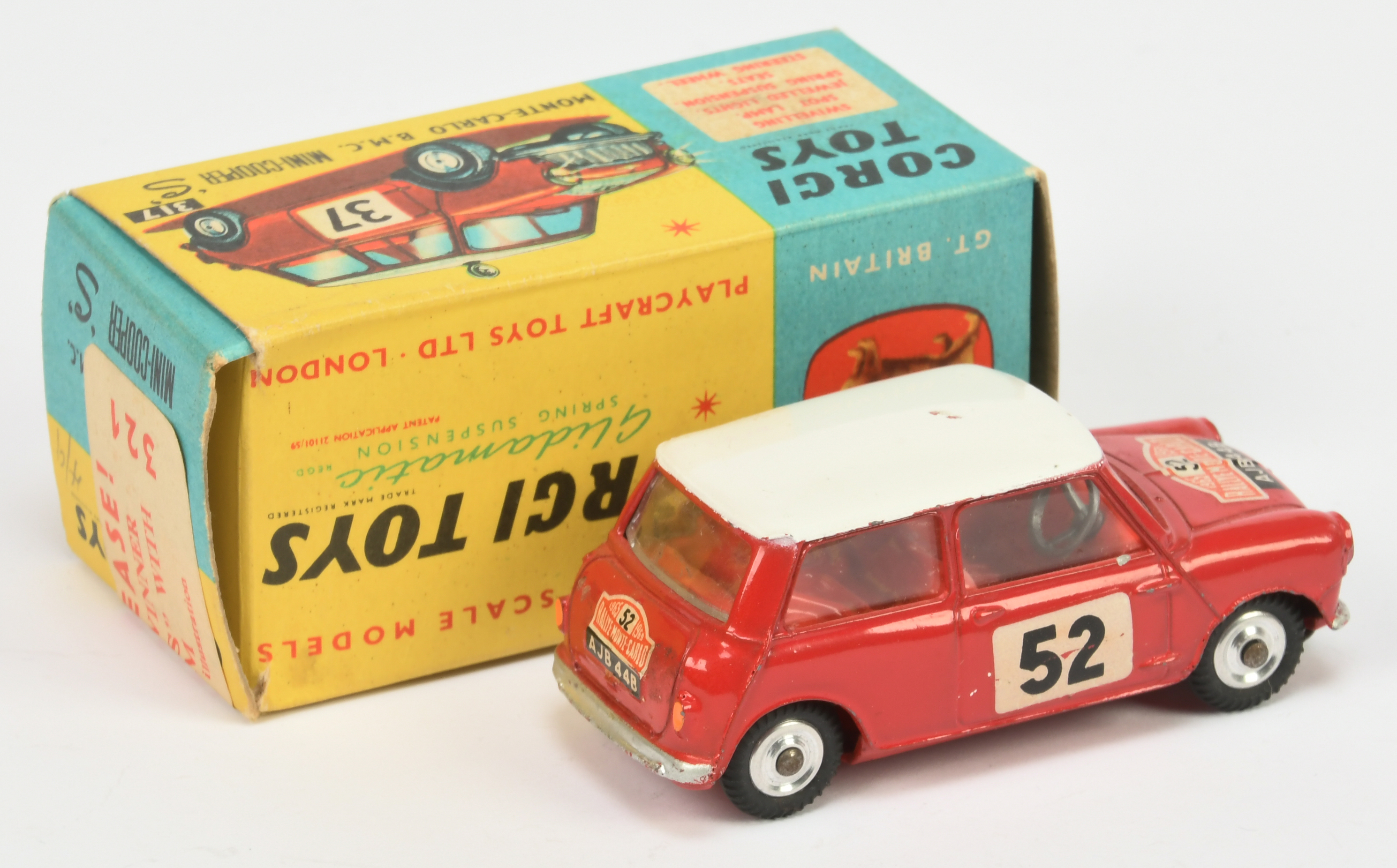 Corgi Toys 321 BMC Mini Cooper S "Rallye Monte Carlo" - Red body and interior,  white roof,  silv... - Image 2 of 2