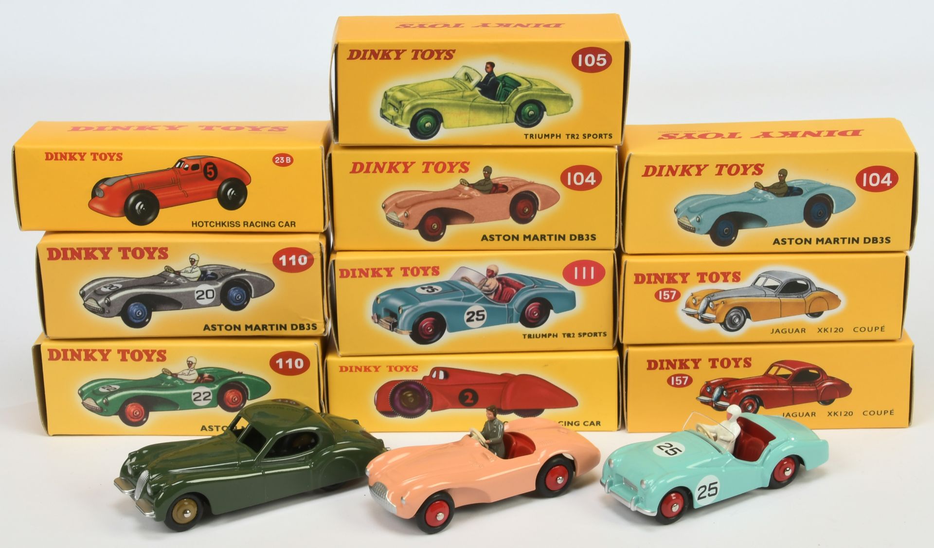 Dinky Toys (Atlas Editions) Group Of 10 To Include - 23D Auto-Union, 104 Aston Martin DB4S, 157 J...