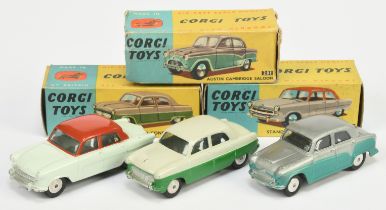 Corgi Toys Group Of 3 - (1) 200 Ford Consul - Two-Tone Pale grey over green, silver trim and fla...