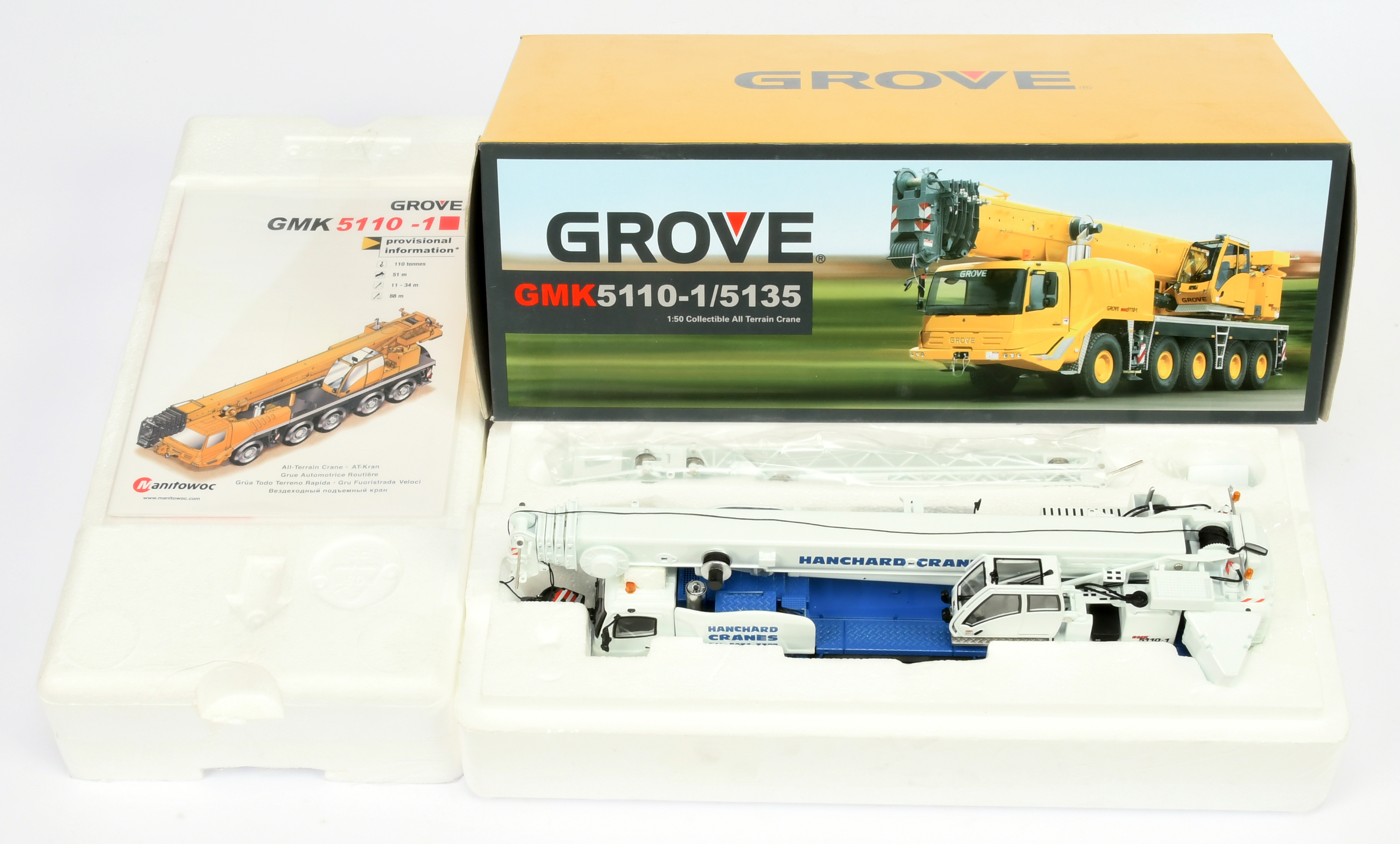 TWH Collectables  (1/50th) 053A  Grove GMK 5110-1/5135 "Hanchard Crane"  Mobile Crane - White and...