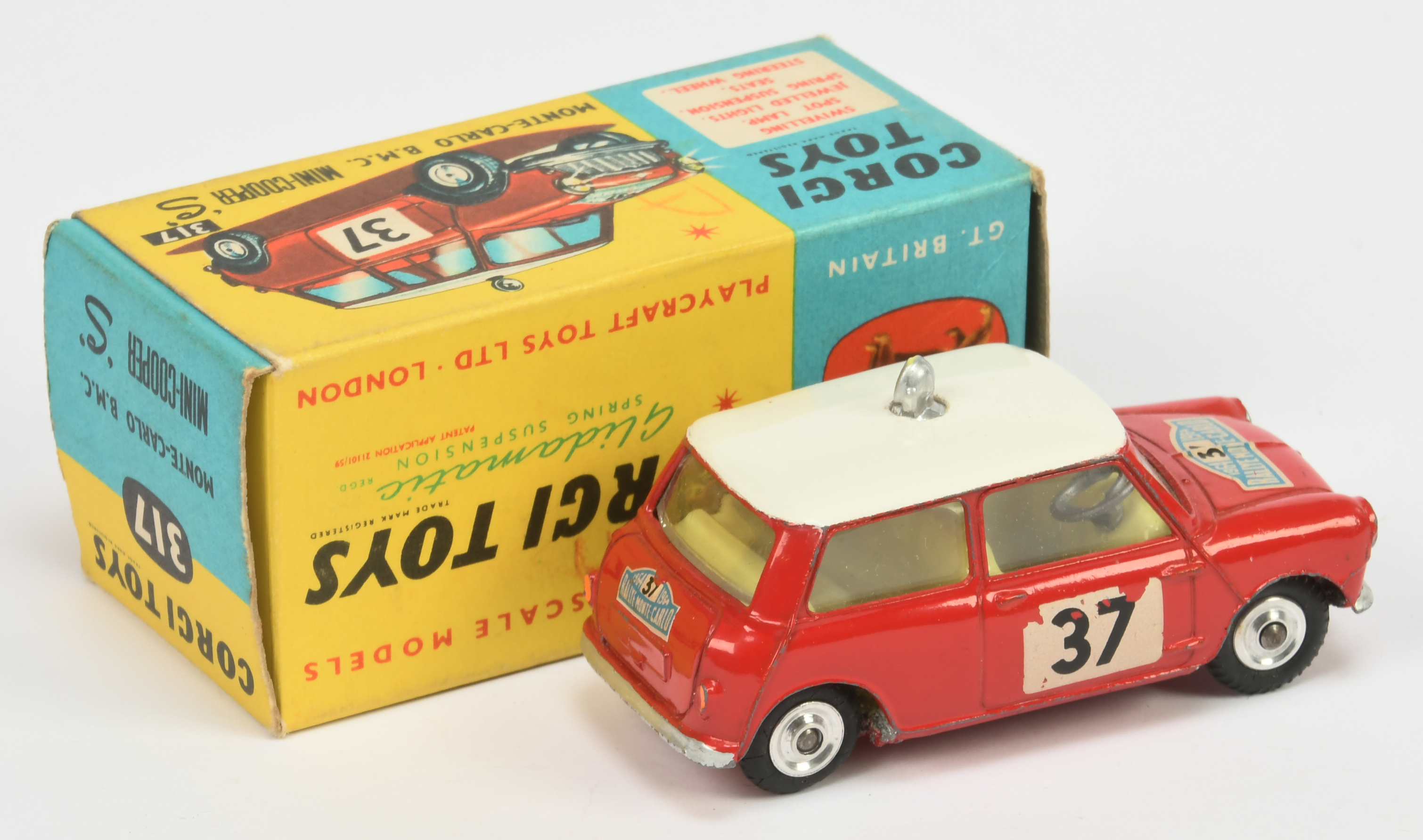 Corgi Toys 317 Morris Mini Cooper "Rallye Monte Carlo" - Red body, white roof with chrome spotlig... - Image 2 of 2