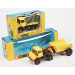 Corgi Toys 406 Mercedes Unimog 406 - yellow cab and back, red including interior, graphite chassi...