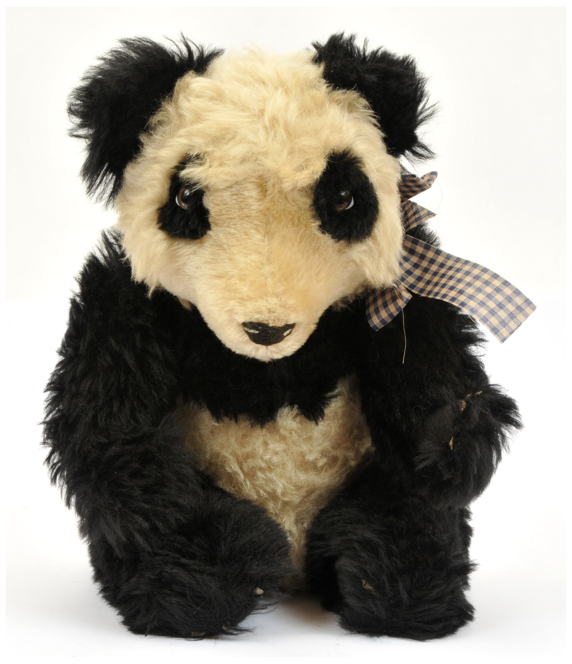 Merrythought large vintage black and white mohair panda bear