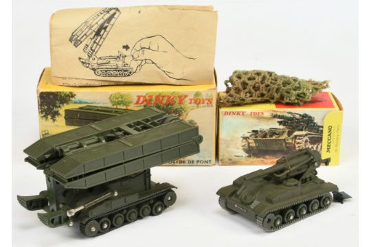 French Dinky Toys Military A Pair - (1) 813 Canon DE 155 - Drab Green with netting and (2) 883 Ch...