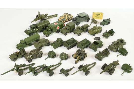 Dinky Toys & Others Military Unboxed Group To Include - Cargo Truck, Anti-Aircraft Mobile Gun, Li...