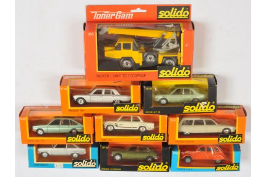 Solido (1/43rd) Group Of 9 To Include - 65 Citroen CX, 91 Renault 18, 353 Crane Truck 