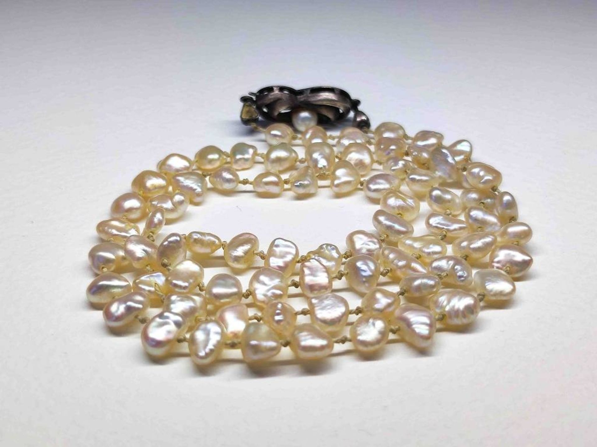 Antike Perlmutt Perlenkette - Bild 3 aus 3